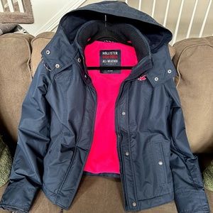 Hollister California all weather jacket in navy size M